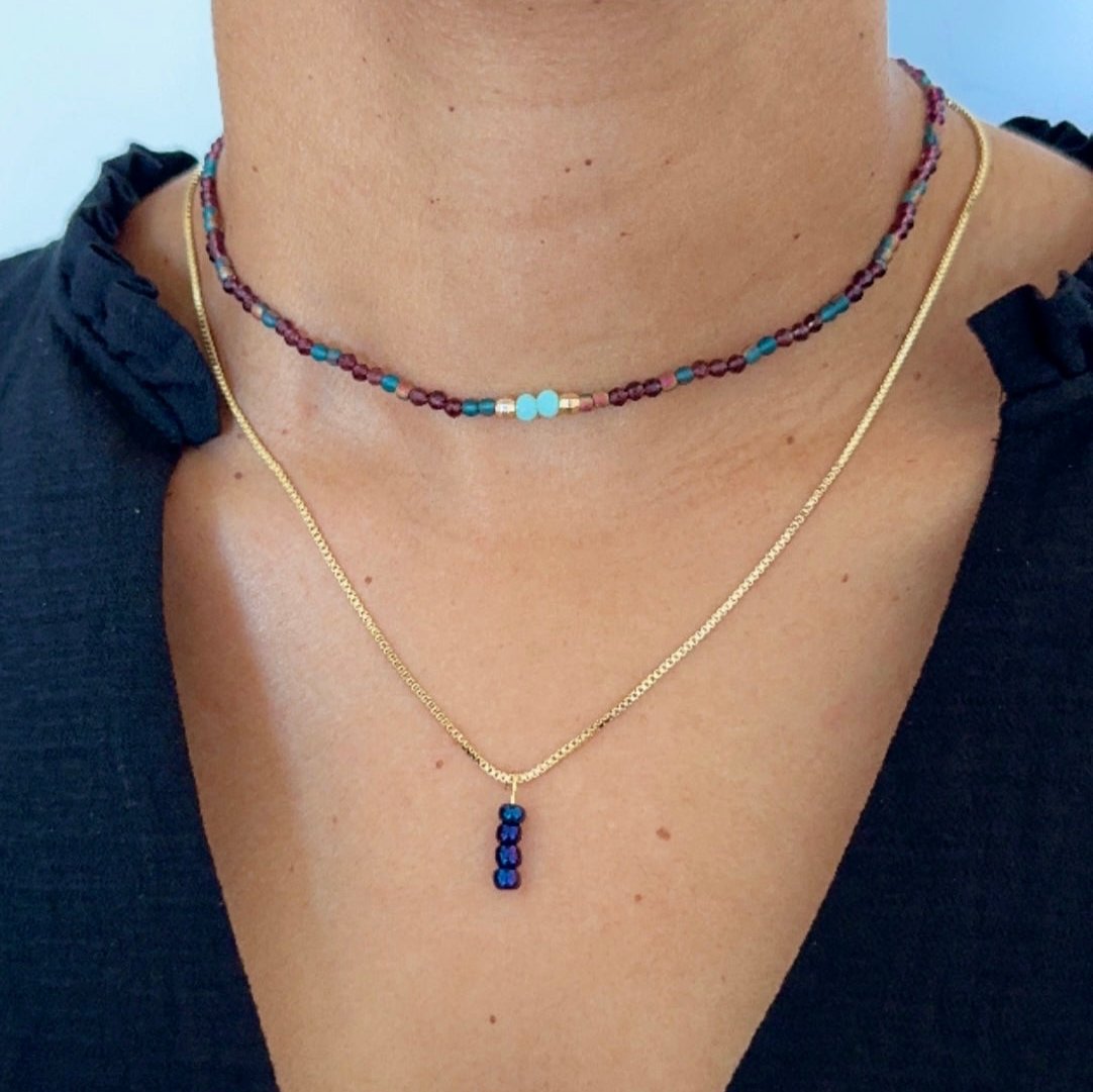 Aksa Necklace Purple & Turquoise