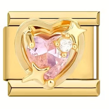 Pink heart on gold