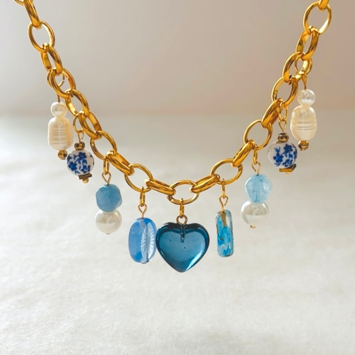 Blue June Charm Necklace