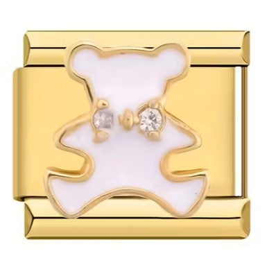Teddy bear white on gold