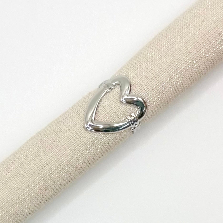 Heart Ring Stainless Steel Silver Adjustable