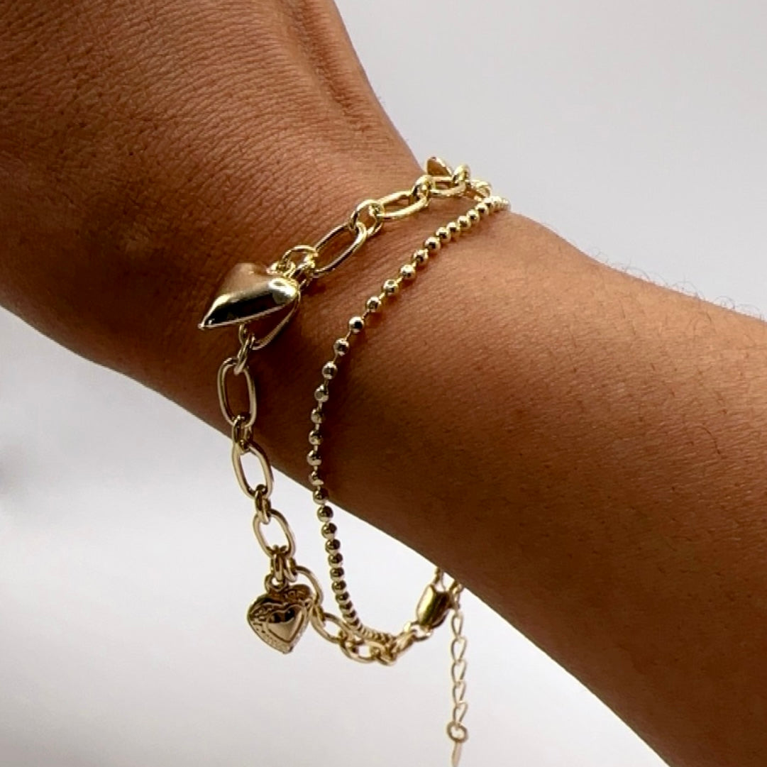 Noah Heart Charm Bracelet Gold Filled