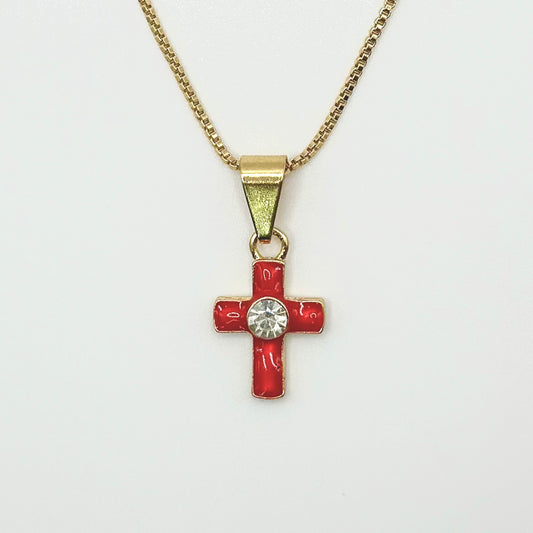 Red Cross Amulet Medallion Coin Pendant